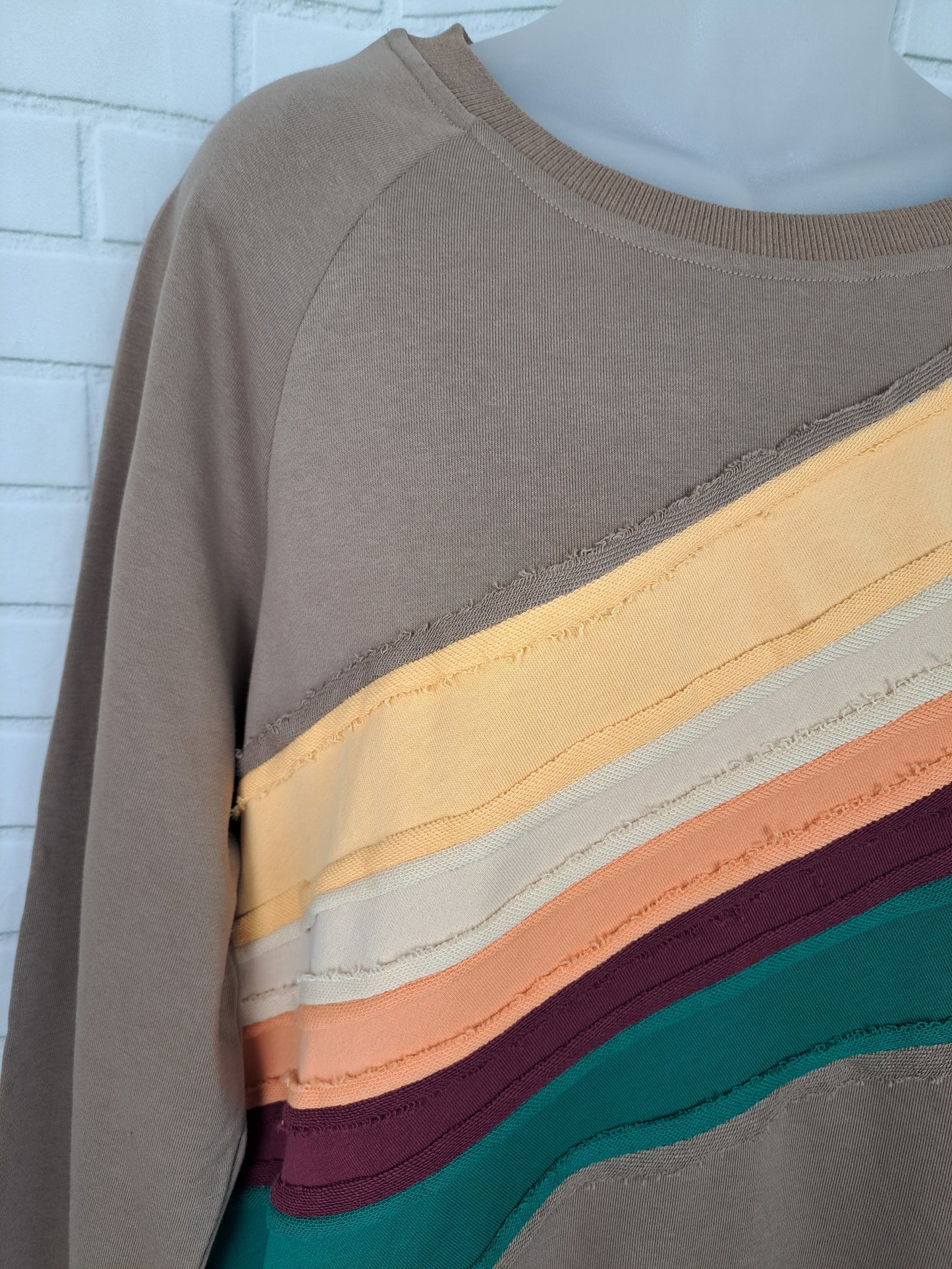 Oversized Mocha Fall Rainbow Sweatshirt Top M L
