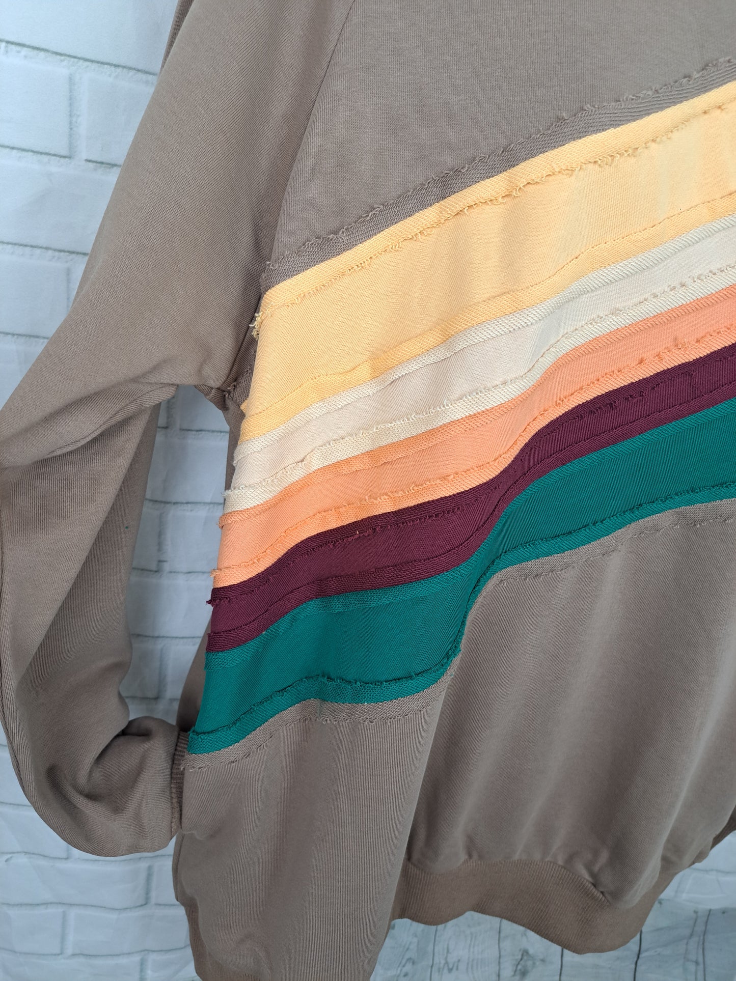 Oversized Mocha Fall Rainbow Sweatshirt Top M L