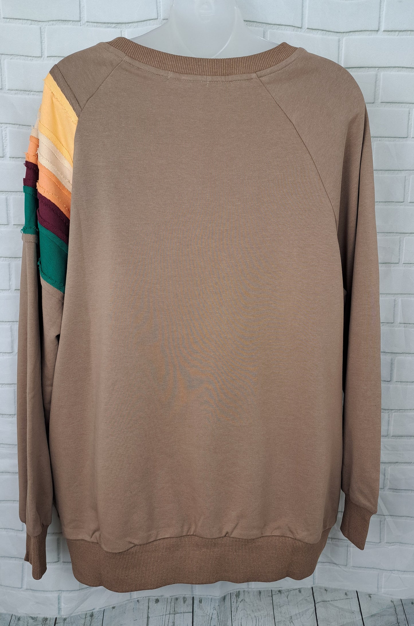 Oversized Mocha Fall Rainbow Sweatshirt Top M L