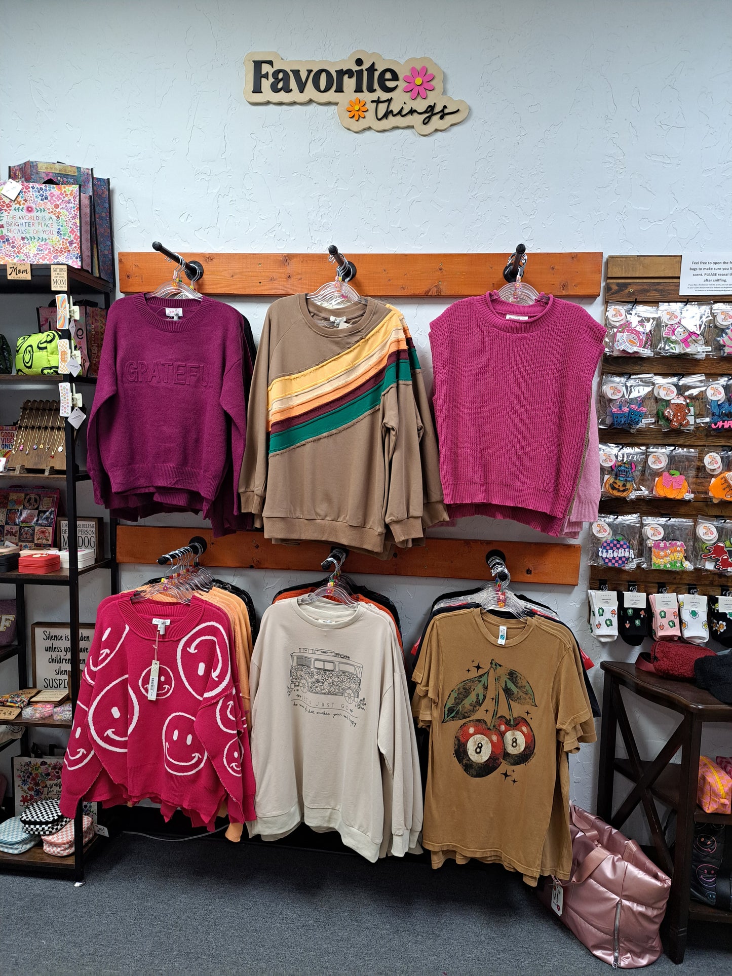 Oversized Flower Bus Print Knit Pullover - Let's Just Go XL