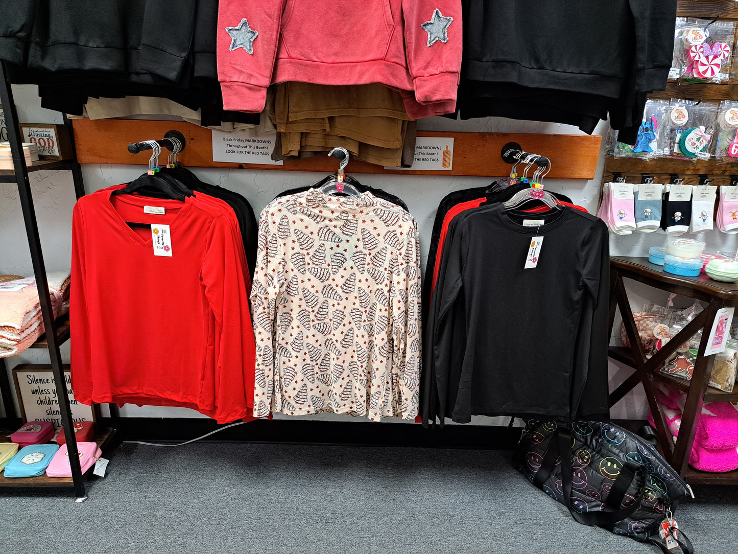 Black Microfiber V-Neck Long Sleeve Top S-3X
