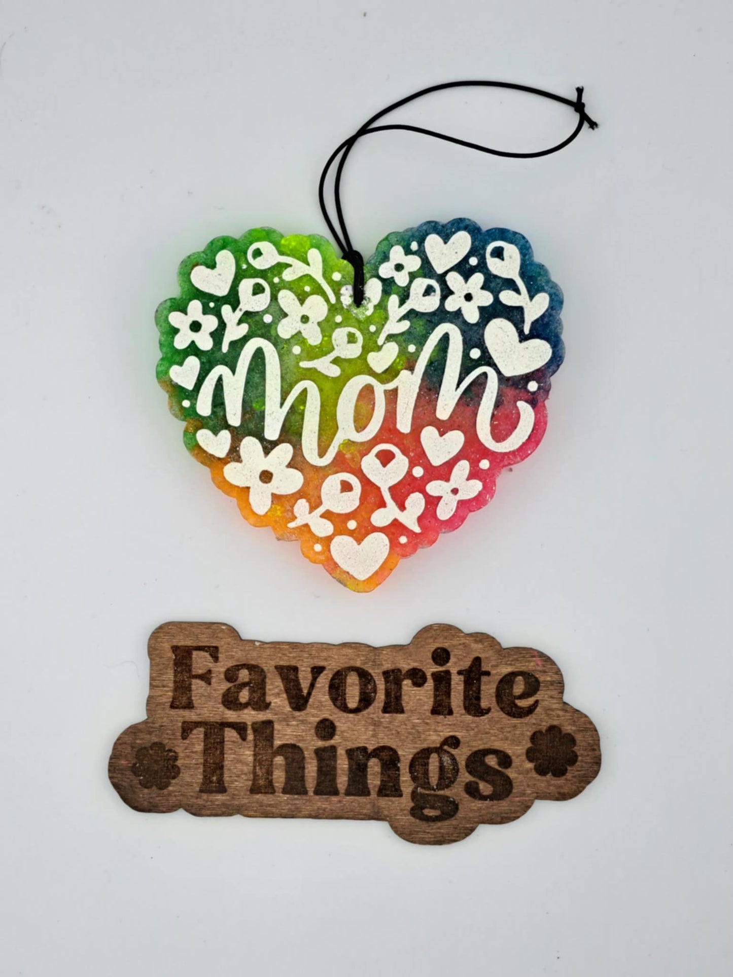 Mom Heart Freshie - Ombre Background - White Text