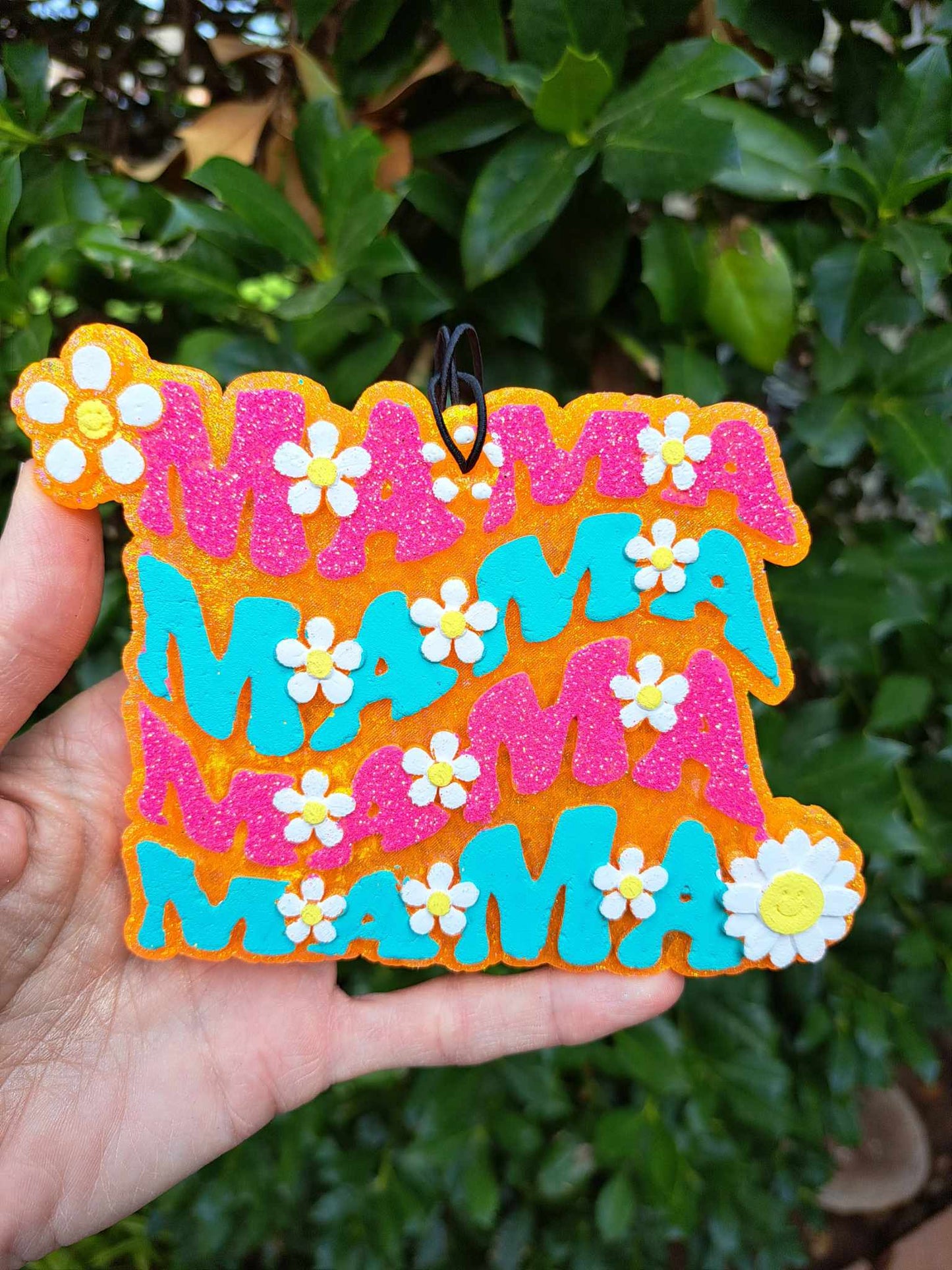 MAMA Freshie - Pink & Turquoise With Orange Background