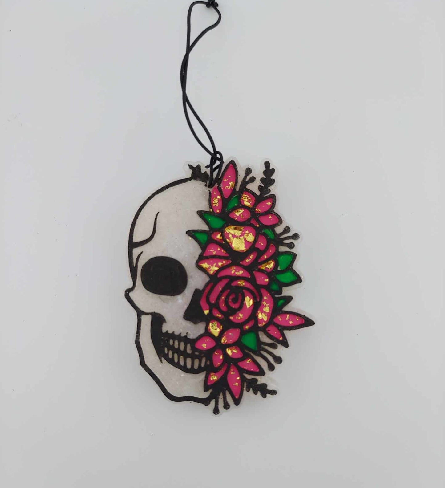Skeleton Freshie - Pink Flowers With Gold Flecks