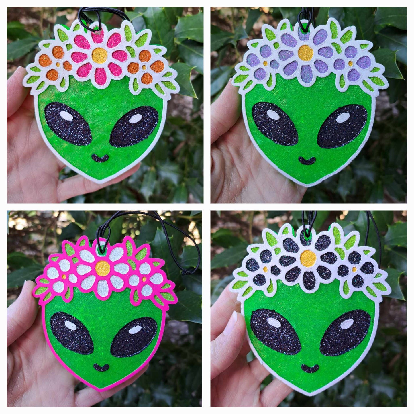 Alien with Flower Crown Freshie - Lilac Flowers