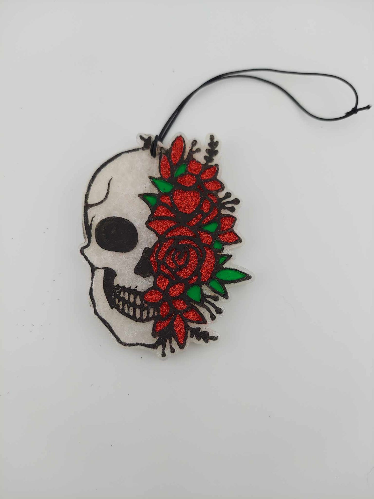Skeleton Skull Freshie - Red Flowers