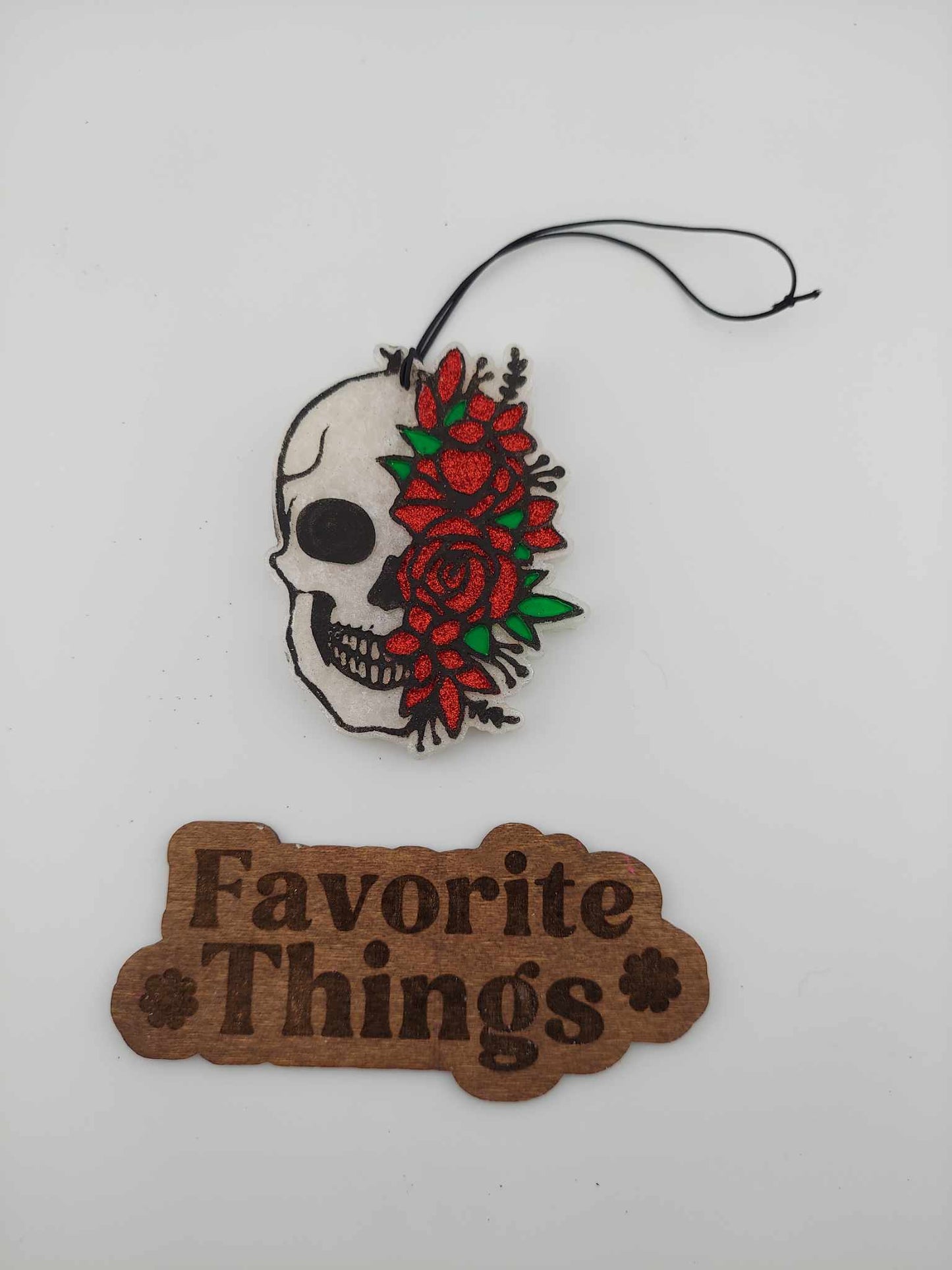 Skeleton Skull Freshie - Red Flowers