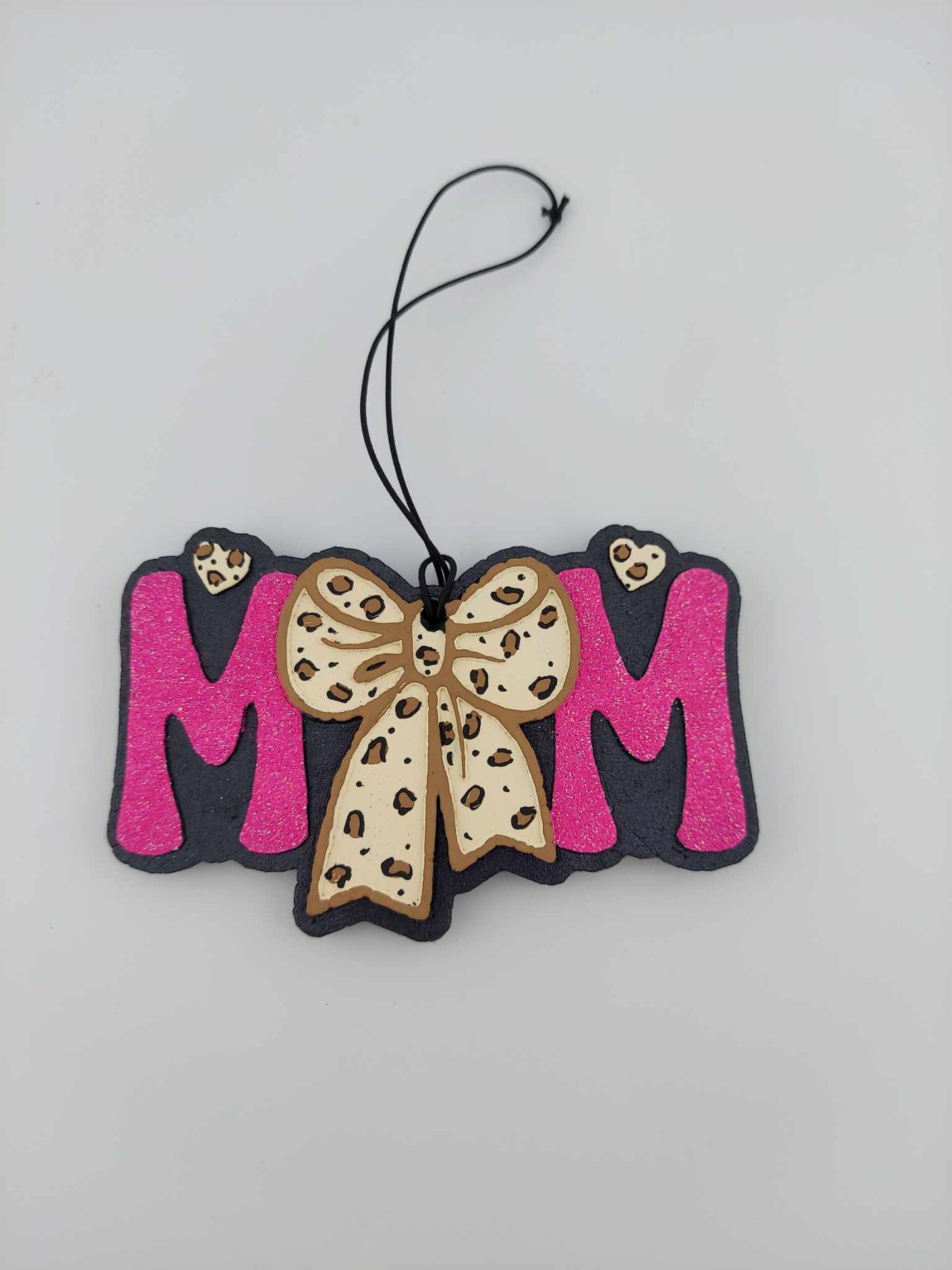 Mom - Leopard Bow - Pink Background