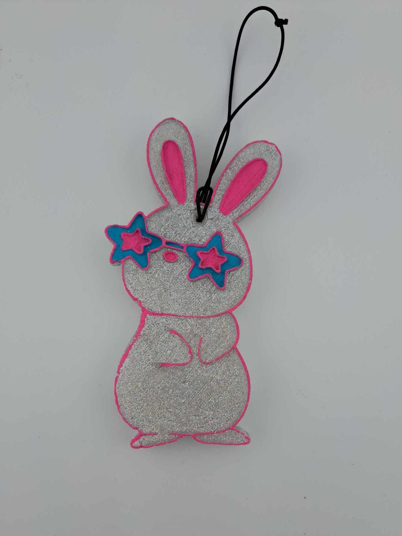 Metallic Bunny in Blue Glasses With Pink Trim