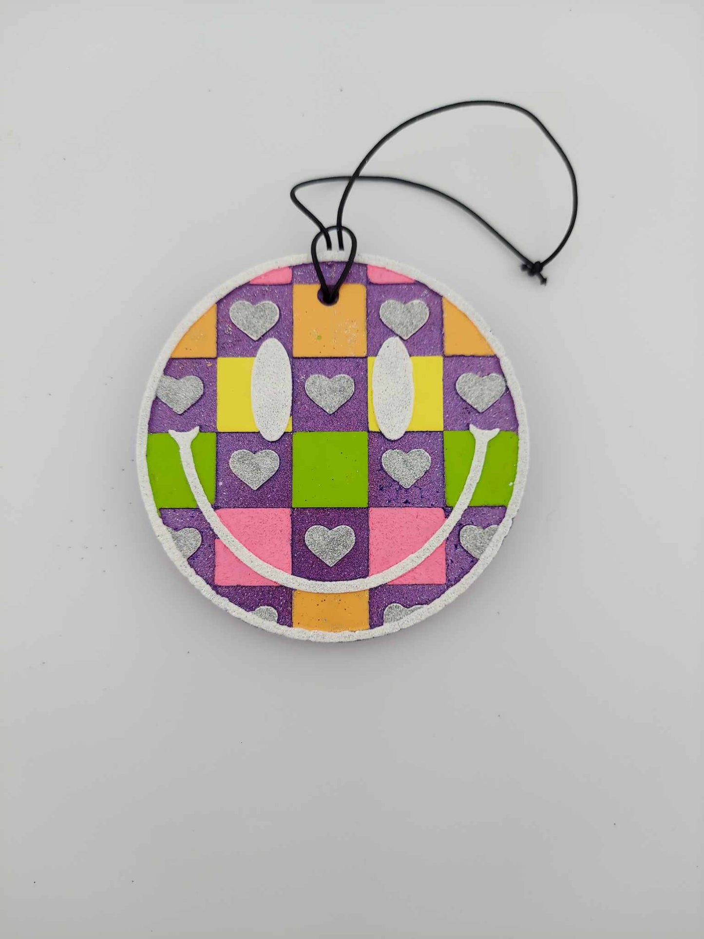 Checkered Heart Smiley - Multi-Color Squares