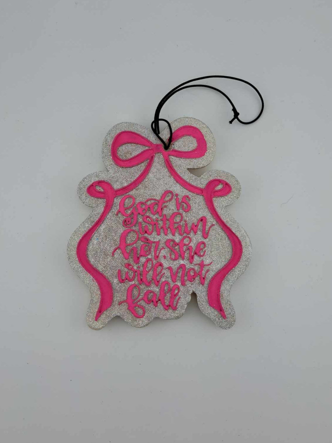 God Is With Her Freshie - Pink on Silver