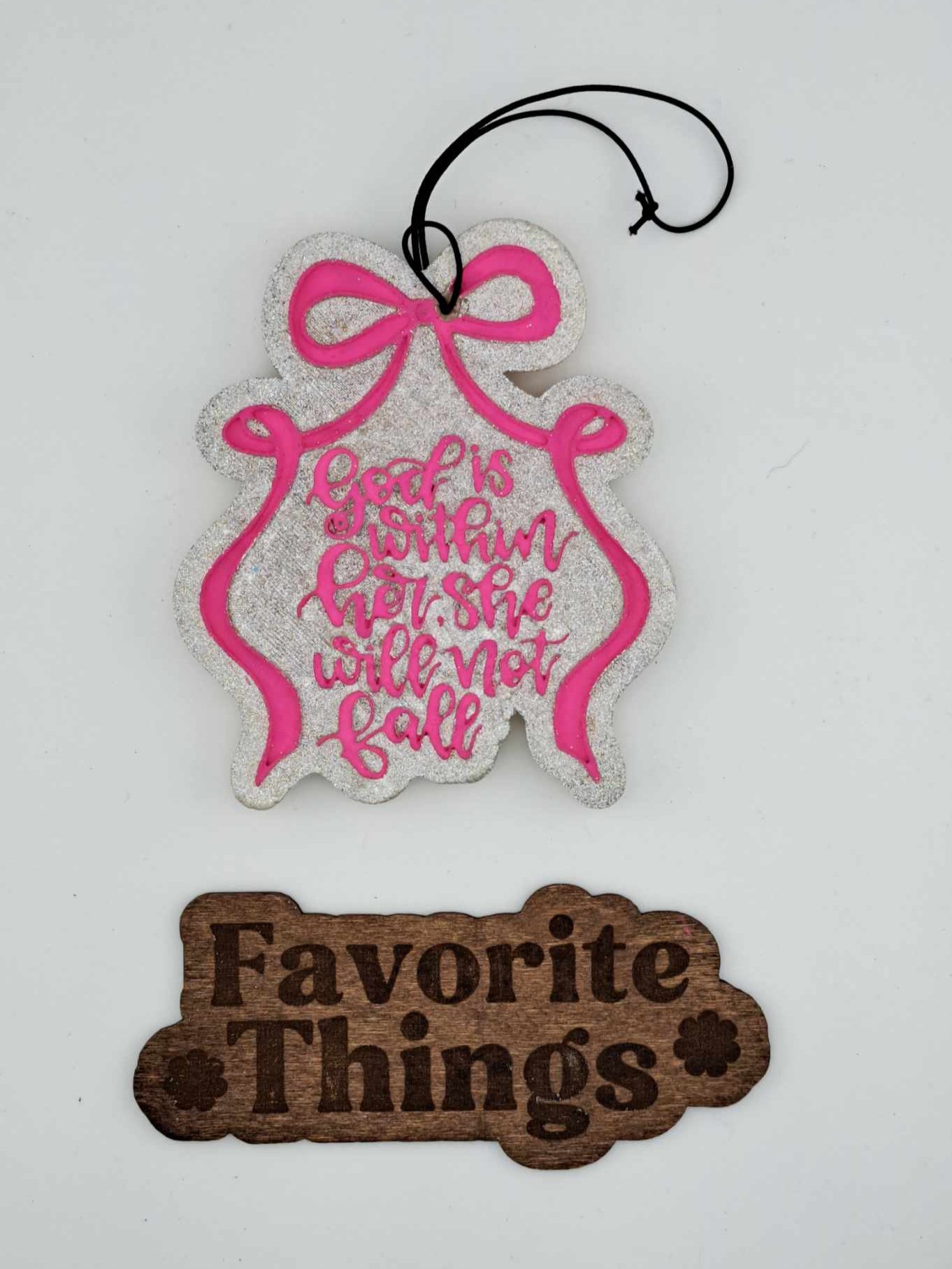 God Is With Her Freshie - Pink on Silver