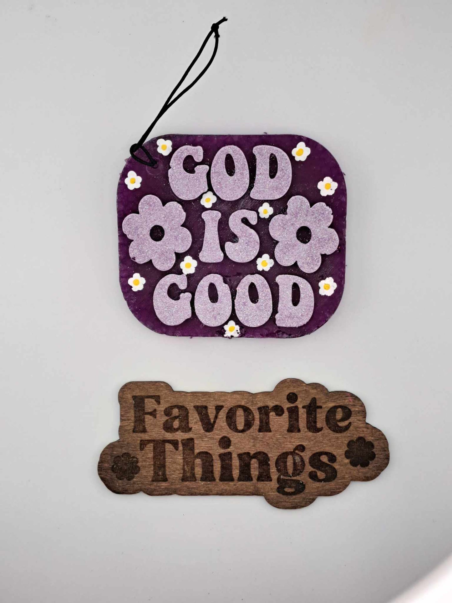 God Is Good Freshie - Purple with Daisies