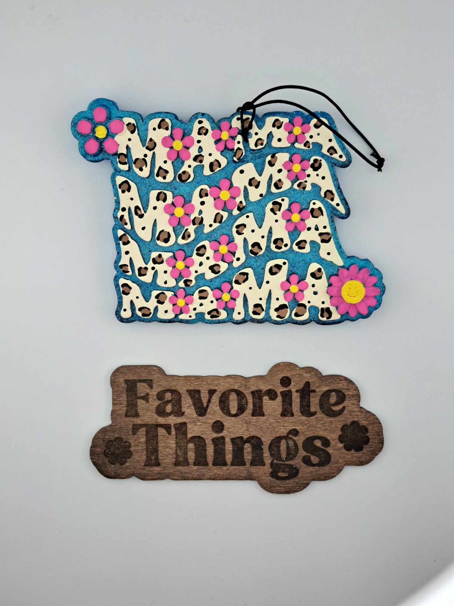 MAMA Freshie - Turquoise Background with Leopard Text