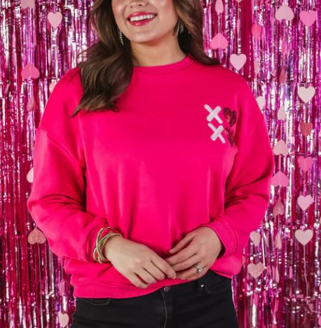 Easy To Love Hot Pink Sweatshirt With Sequin Letters