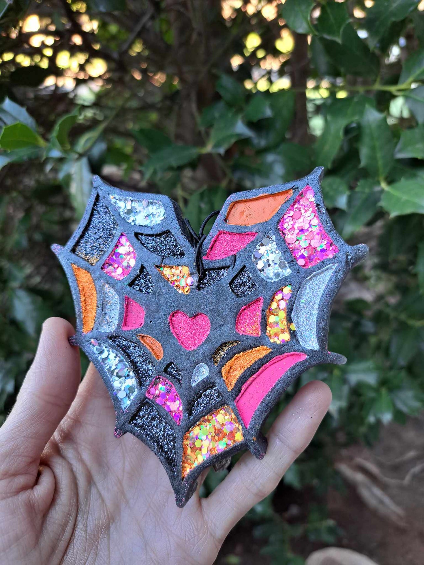 Pink/Orange/Black Heart Spiderweb Freshie - Air Freshener