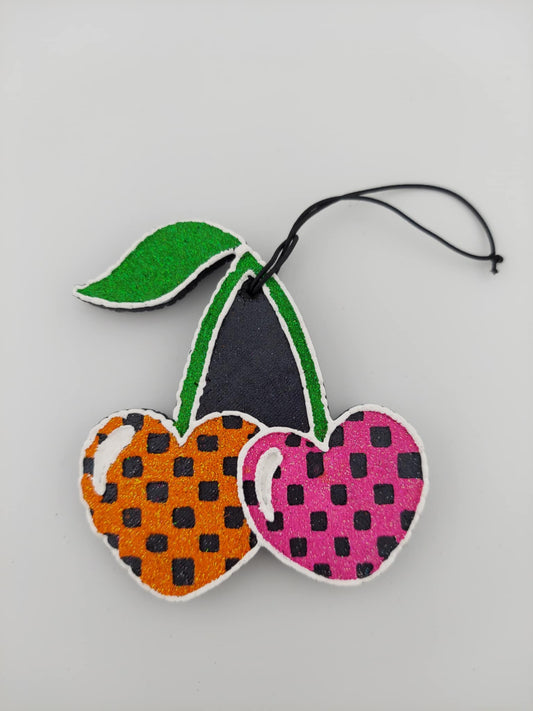 Cherry Check Freshie - Pink and Orange