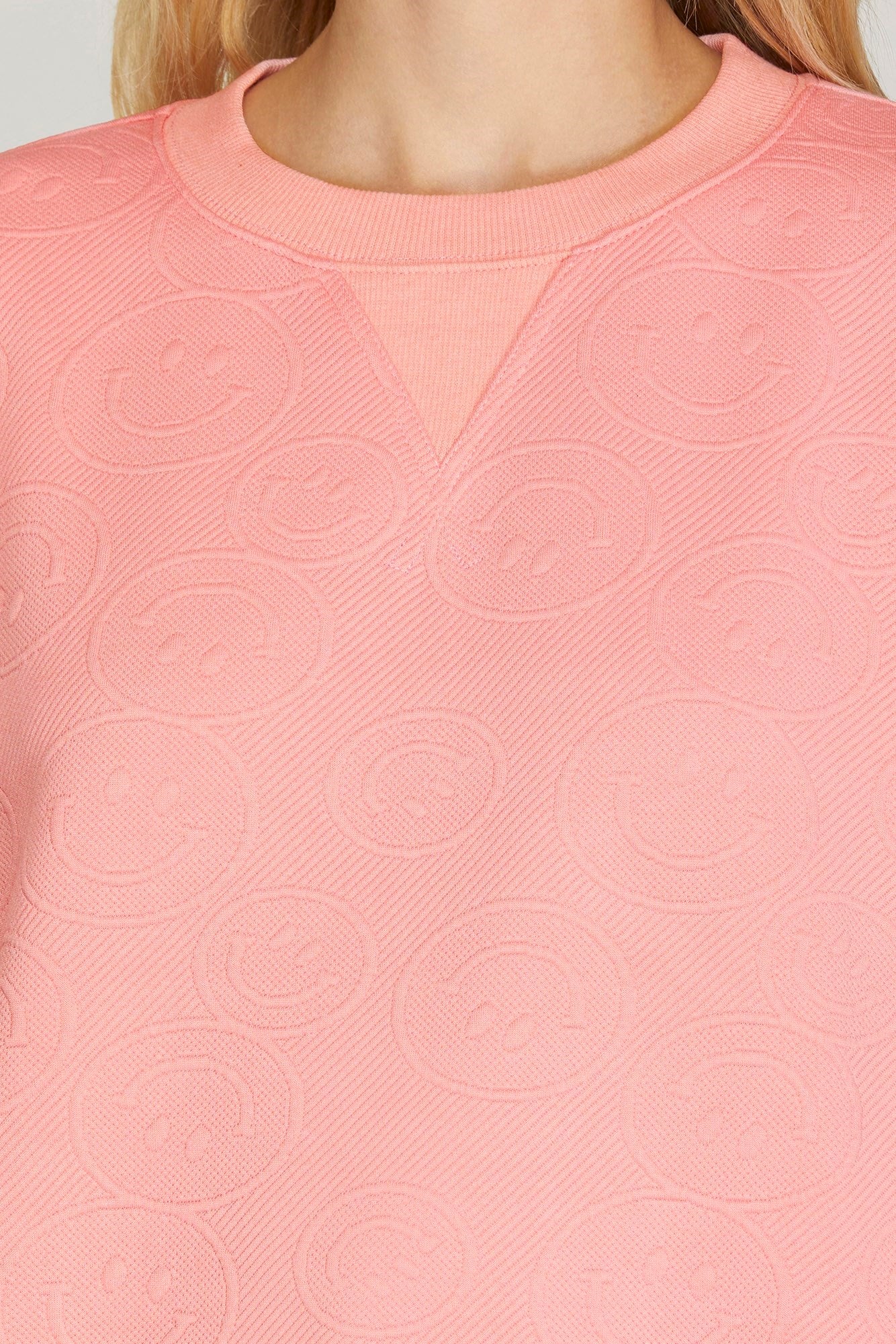 Smiley Bubblegum Pink Quilted Texture Top