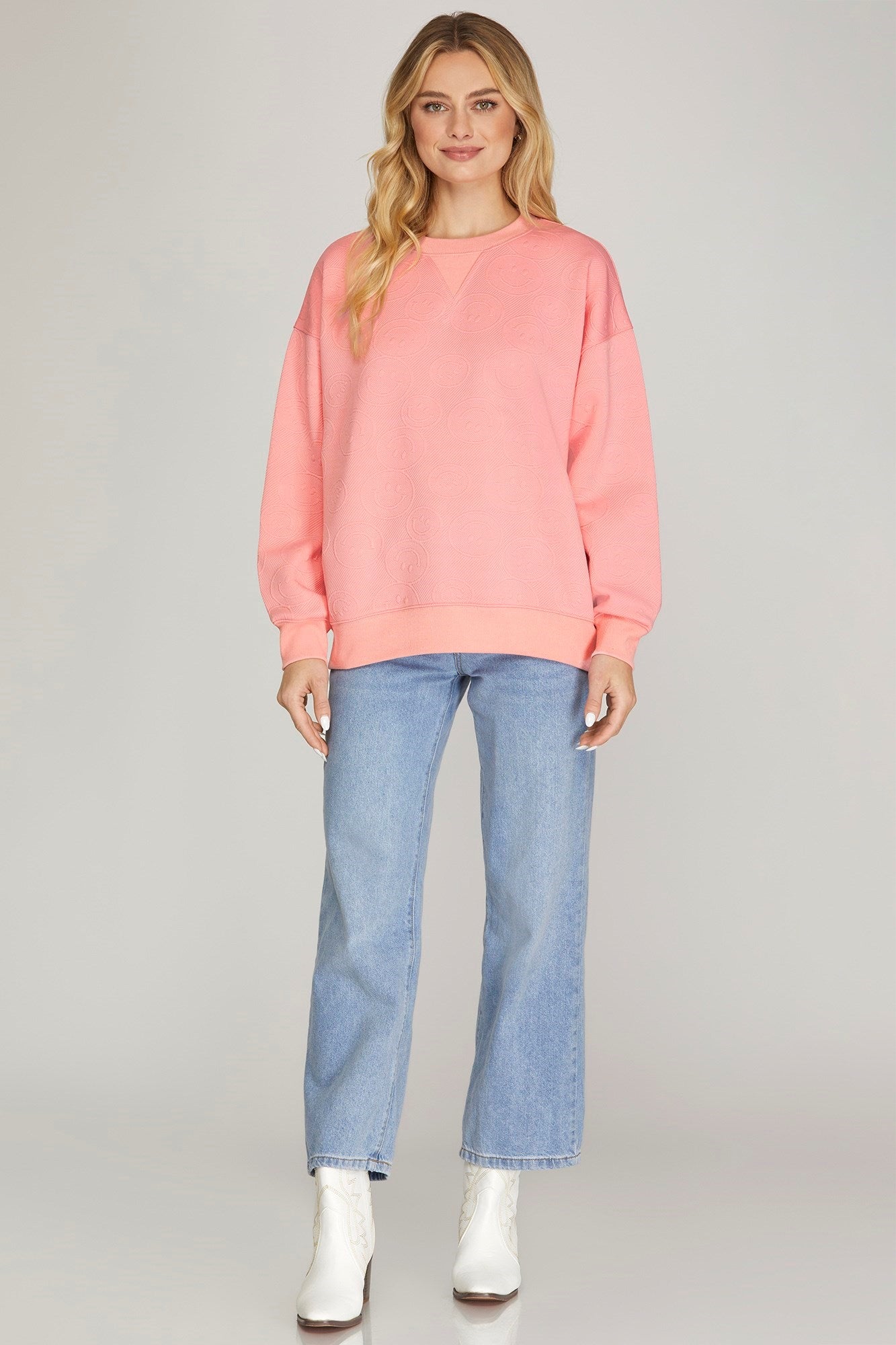Smiley Bubblegum Pink Quilted Texture Top