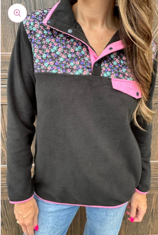 Black Fleece Lesly Floral Pullover S M L XL