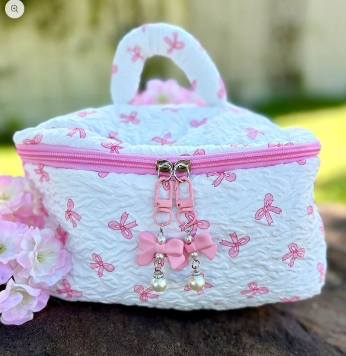 Croquette Coin Bag - Pink Bows with Charms