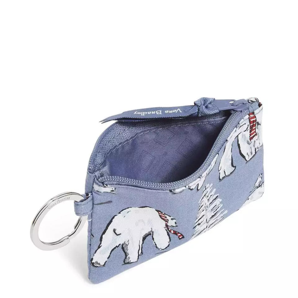 keychain zip id holder unzipped on a white background
