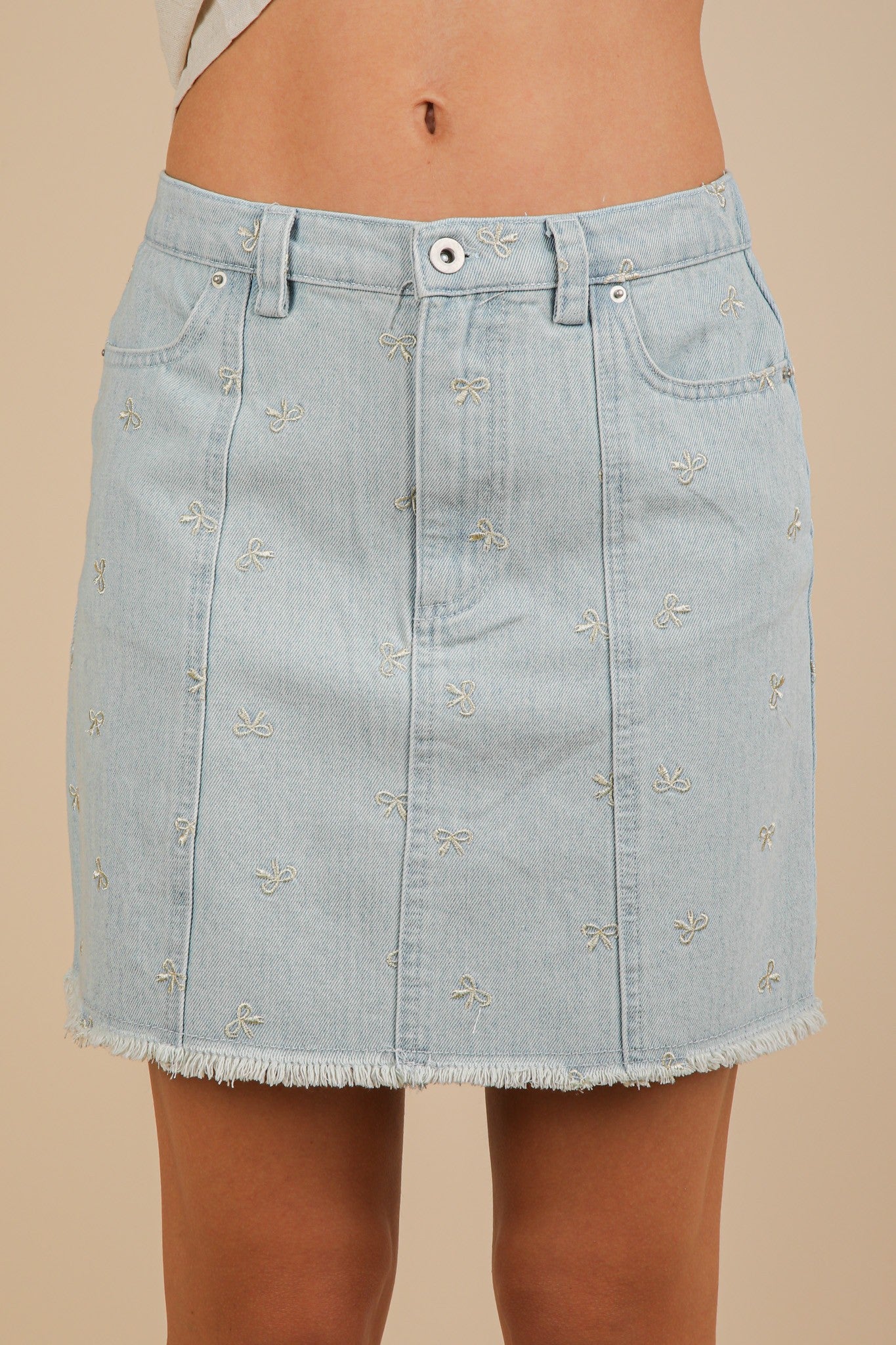 Embroidered Denim Skirt - M & L
