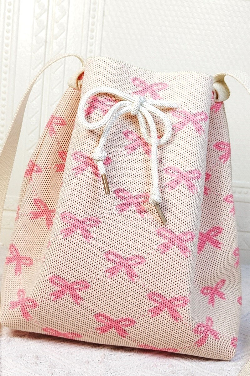 Bow Pattern Crossbody Bucket Bag