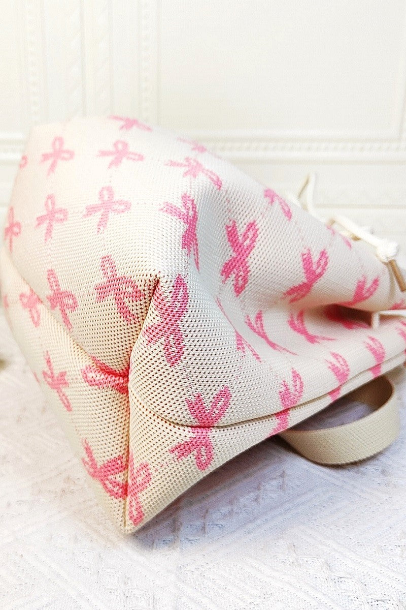Bow Pattern Crossbody Bucket Bag