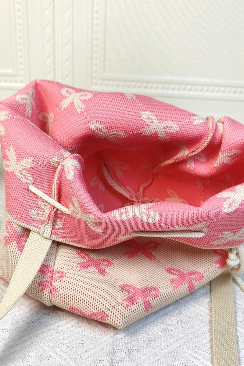 Bow Pattern Crossbody Bucket Bag