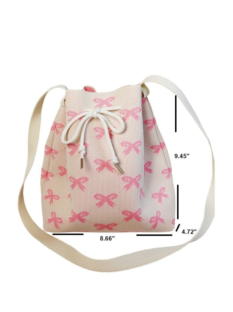 Bow Pattern Crossbody Bucket Bag