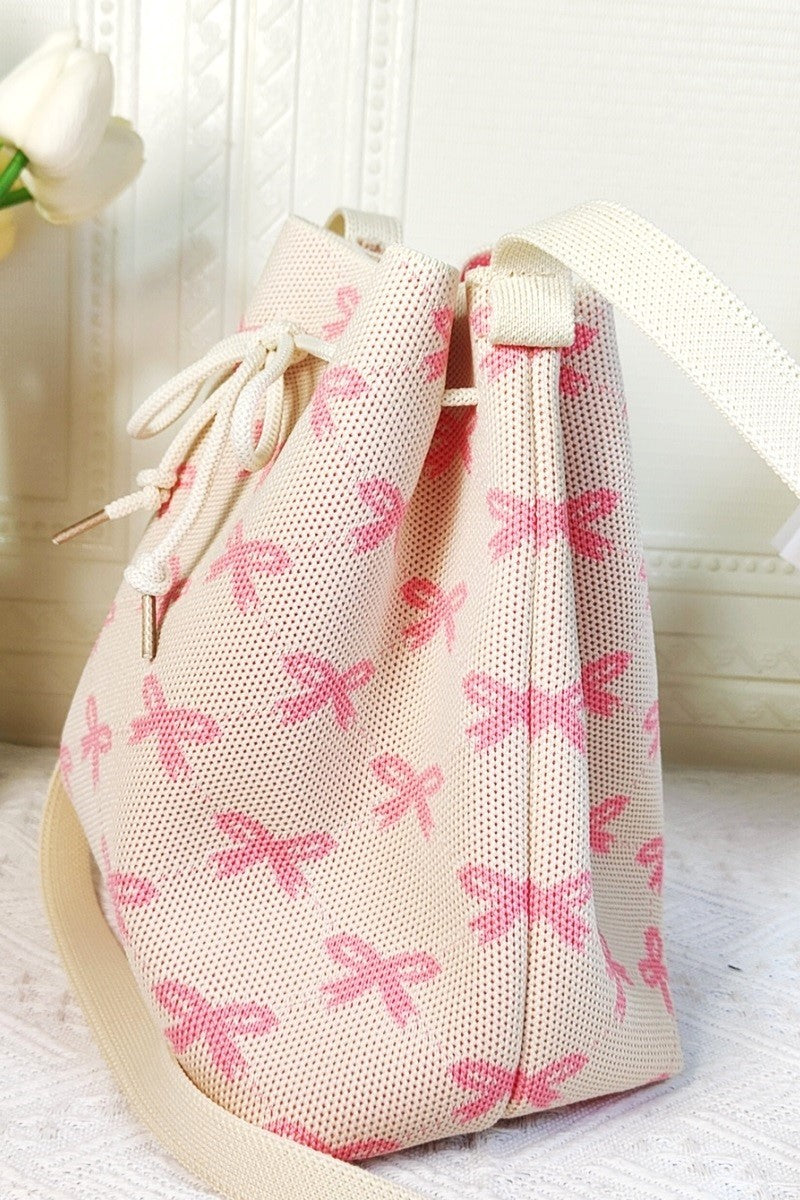 Bow Pattern Crossbody Bucket Bag