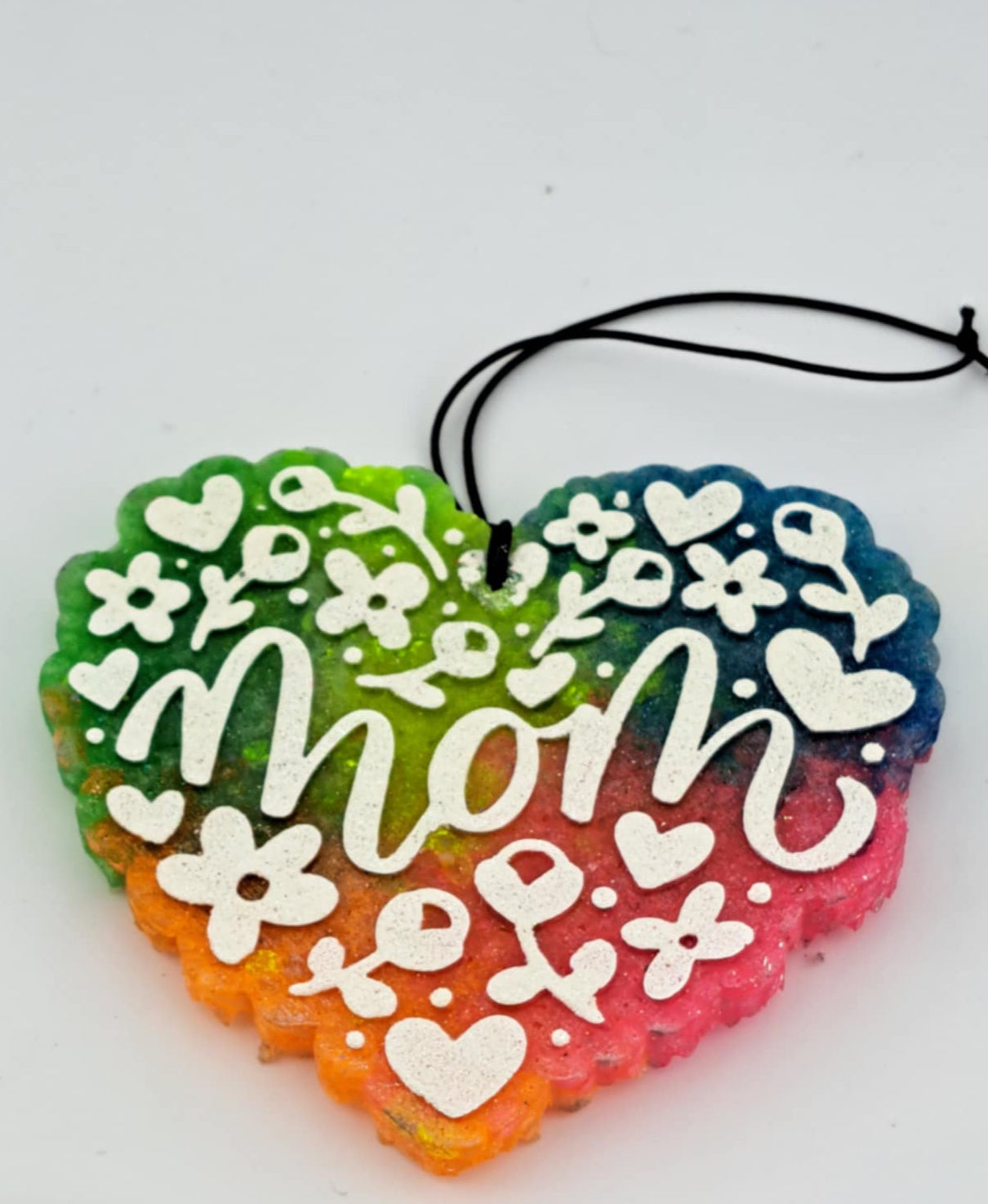 Mom Heart Freshie - Ombre Background - White Text