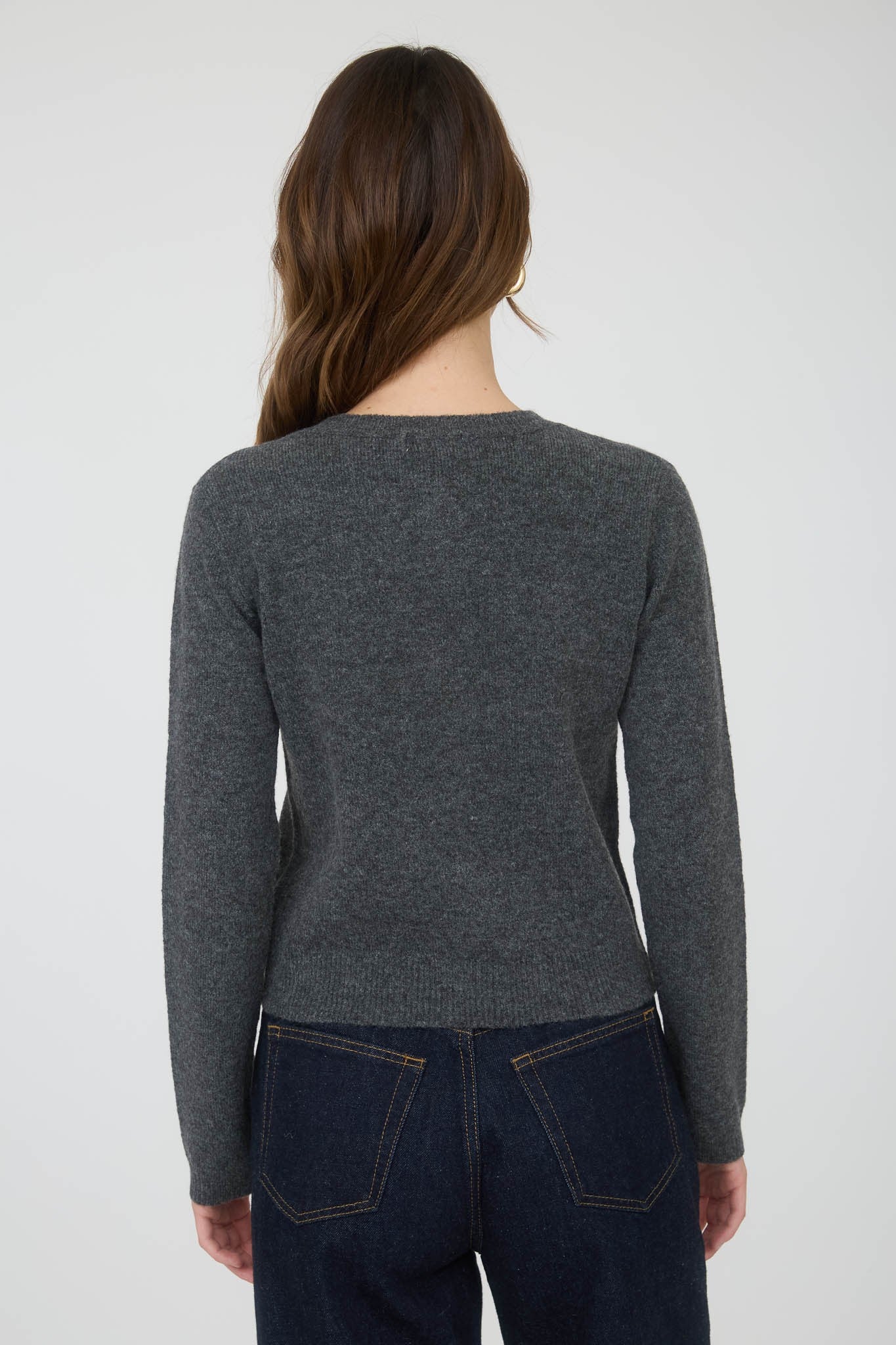 Round Neck Button Down Long Sleeve Gray Cardigan S M L XL 2X 3X