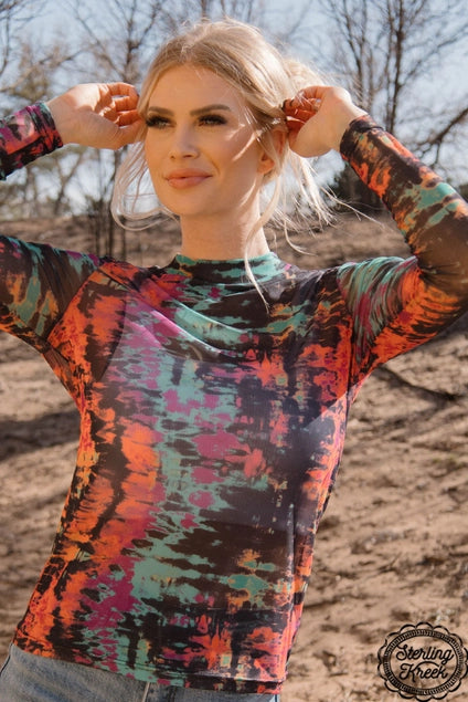 Colorful Abstract Mesh Top S M