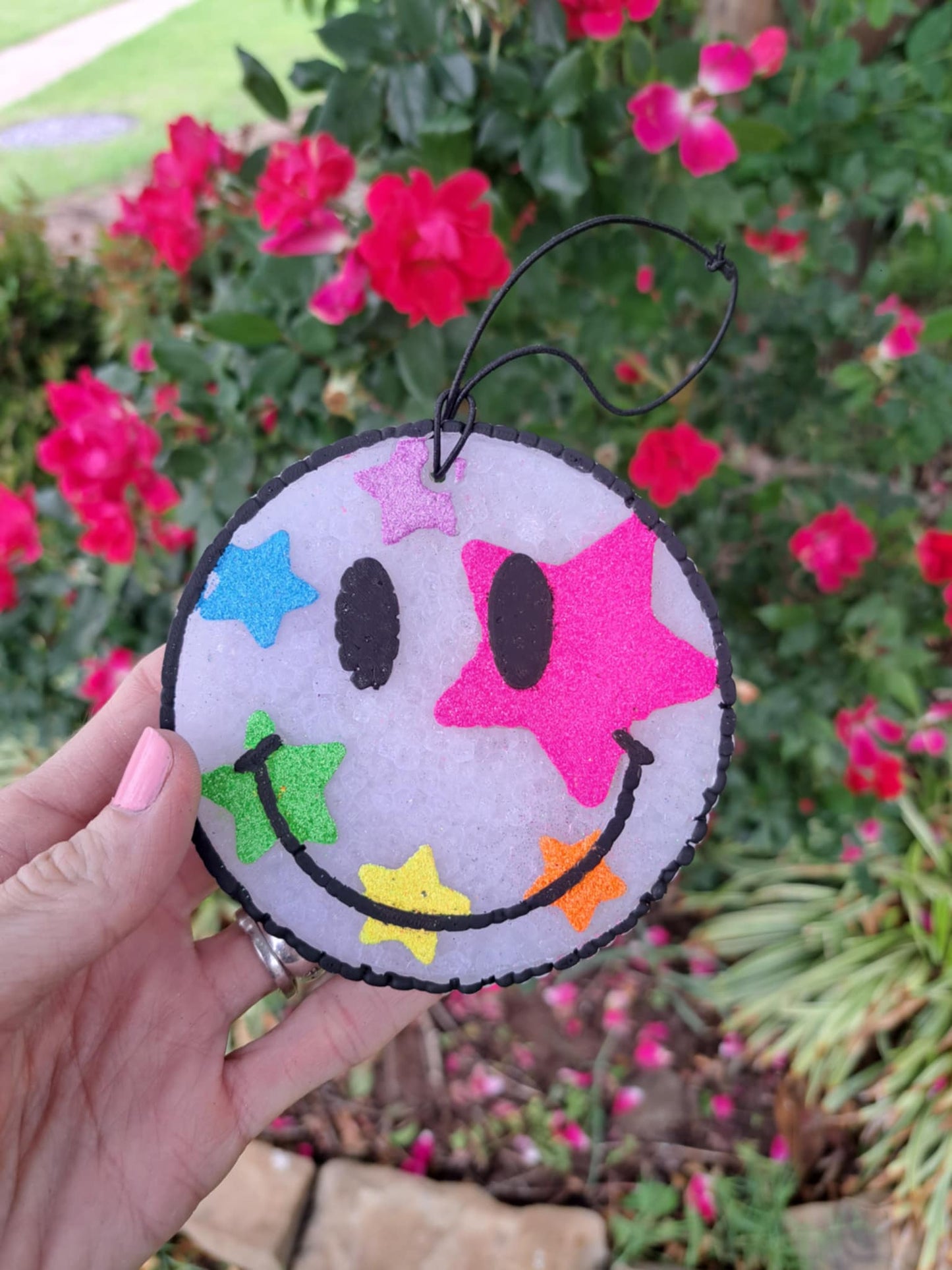 Round Smiley Freshie - Colorful Stars