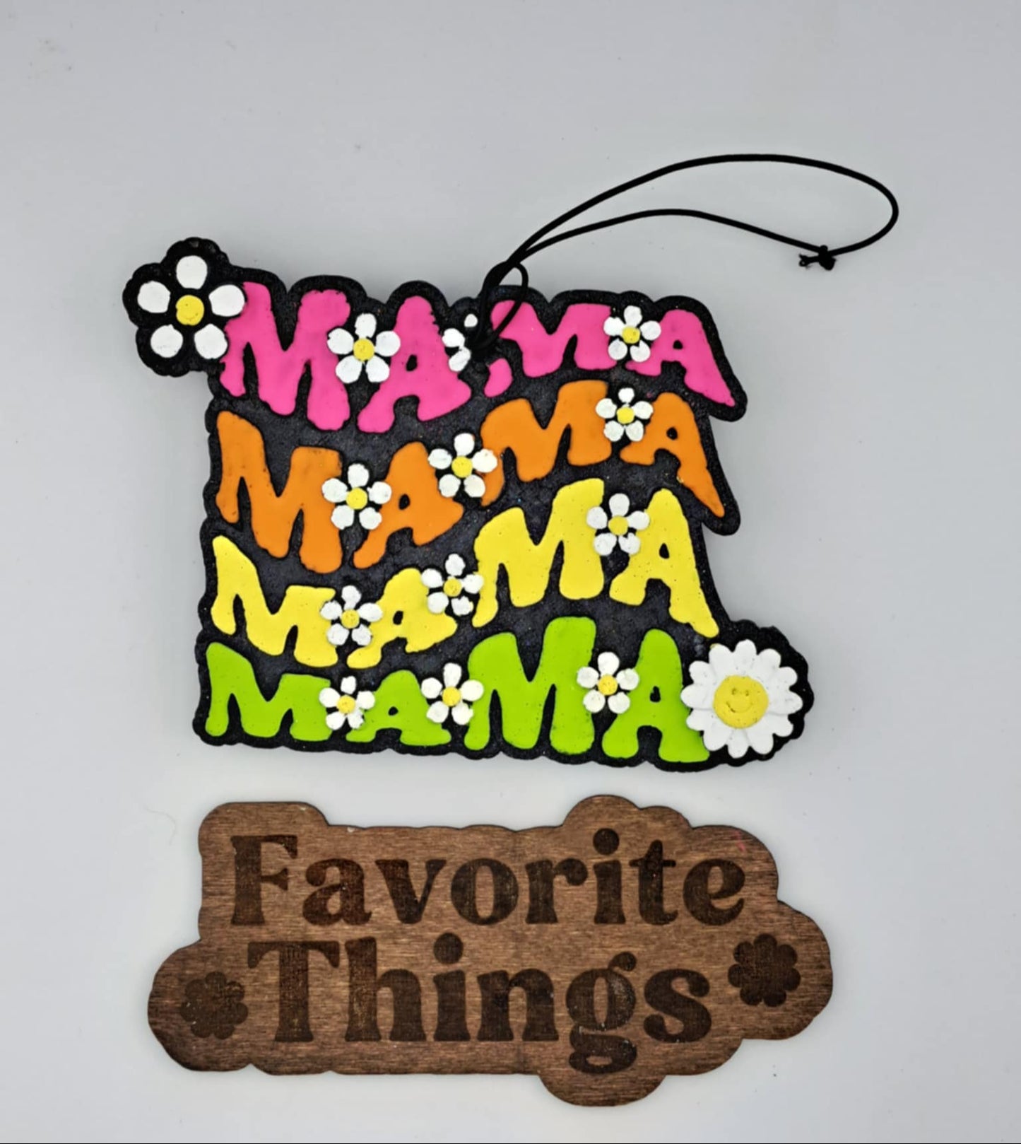 MAMA Colorful Freshie - Black Background with Multi-Color Text