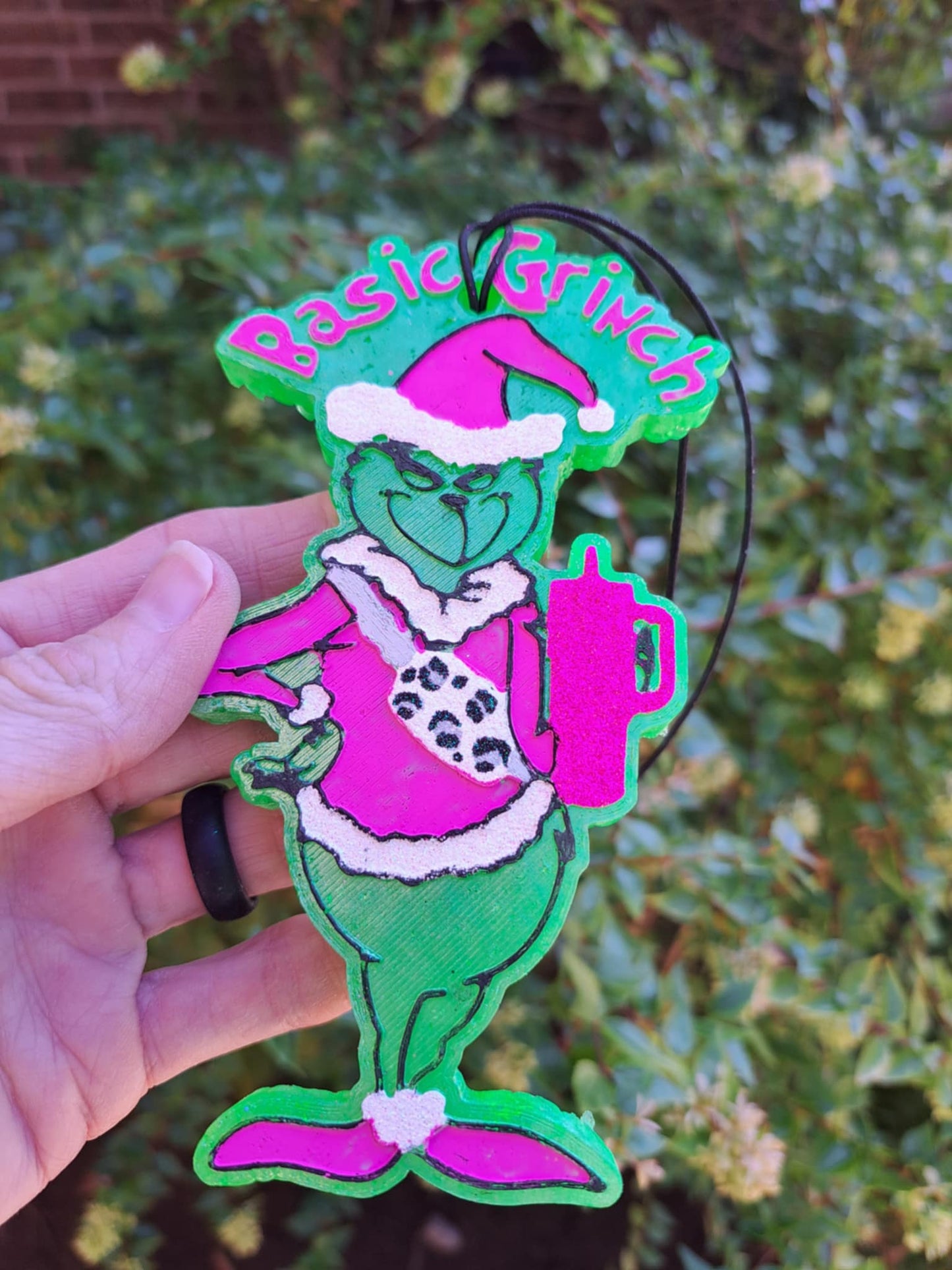 Basic Grinch in Pink With Snow Leopard Belt Bag Freshie