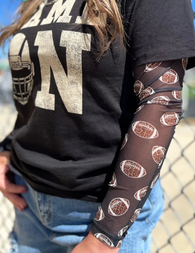 Cheetah Football Black Mesh Top