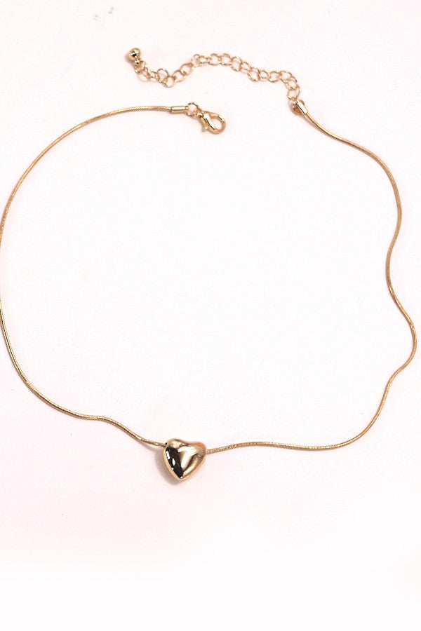 Heart Puff Necklace - Gold or Silver
