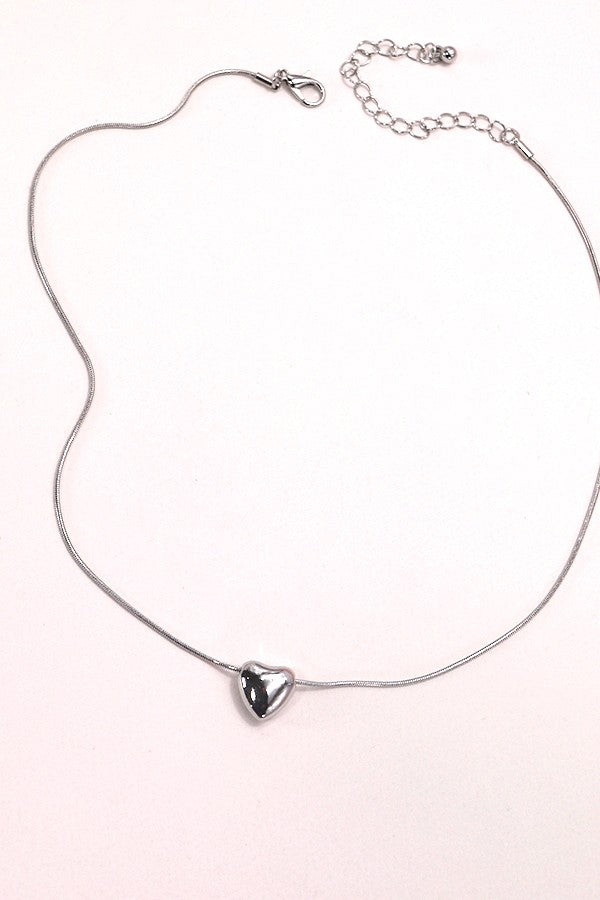 Heart Puff Necklace - Gold or Silver