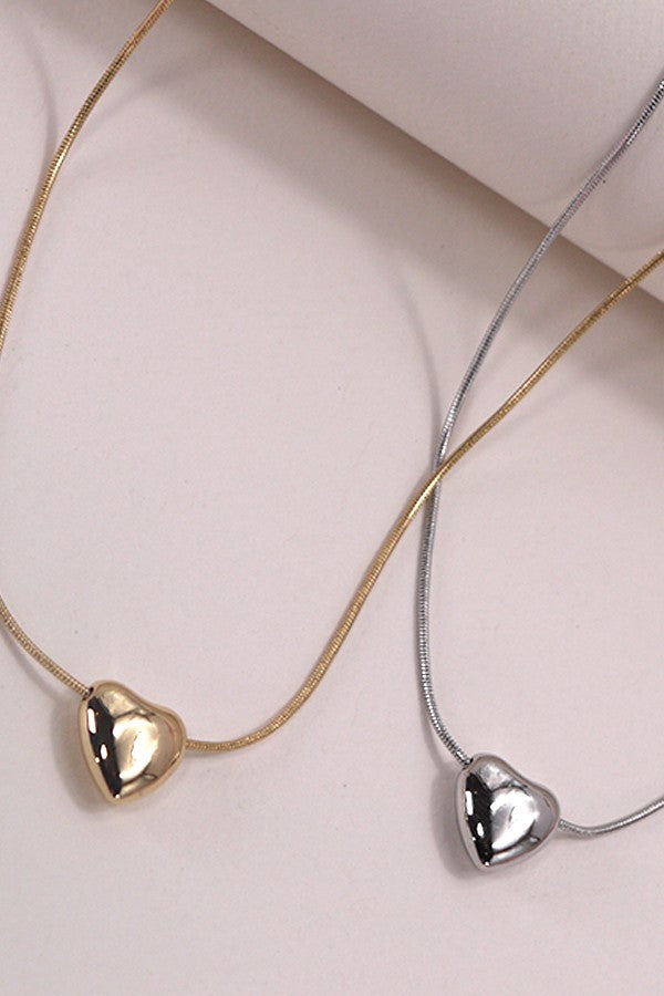 Heart Puff Necklace - Gold or Silver