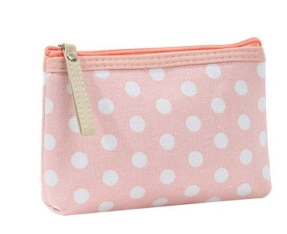 Pink Canvas Polka Dot Cosmetic Clutch