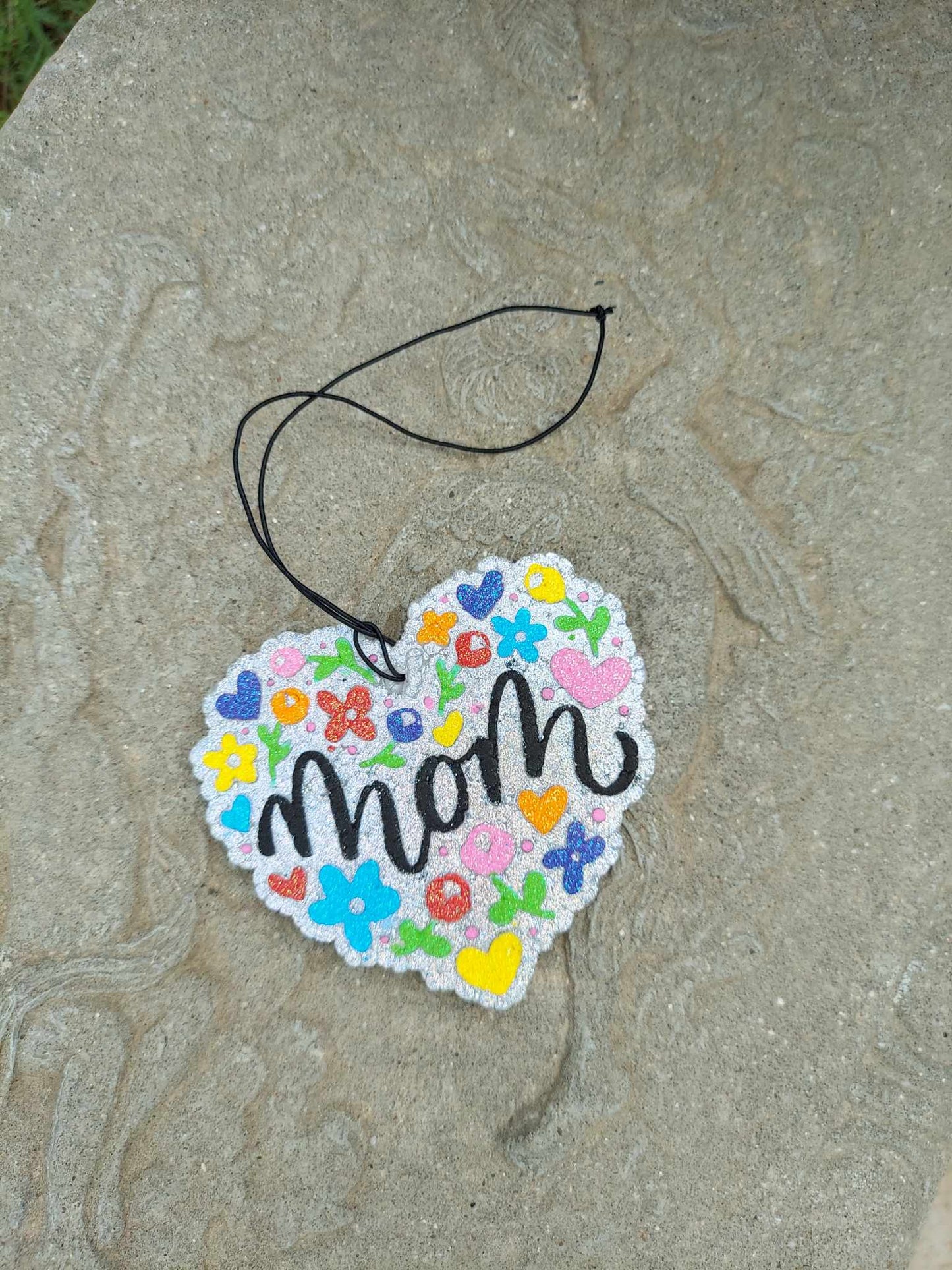 Mom Heart Freshie - Colorful Flowers