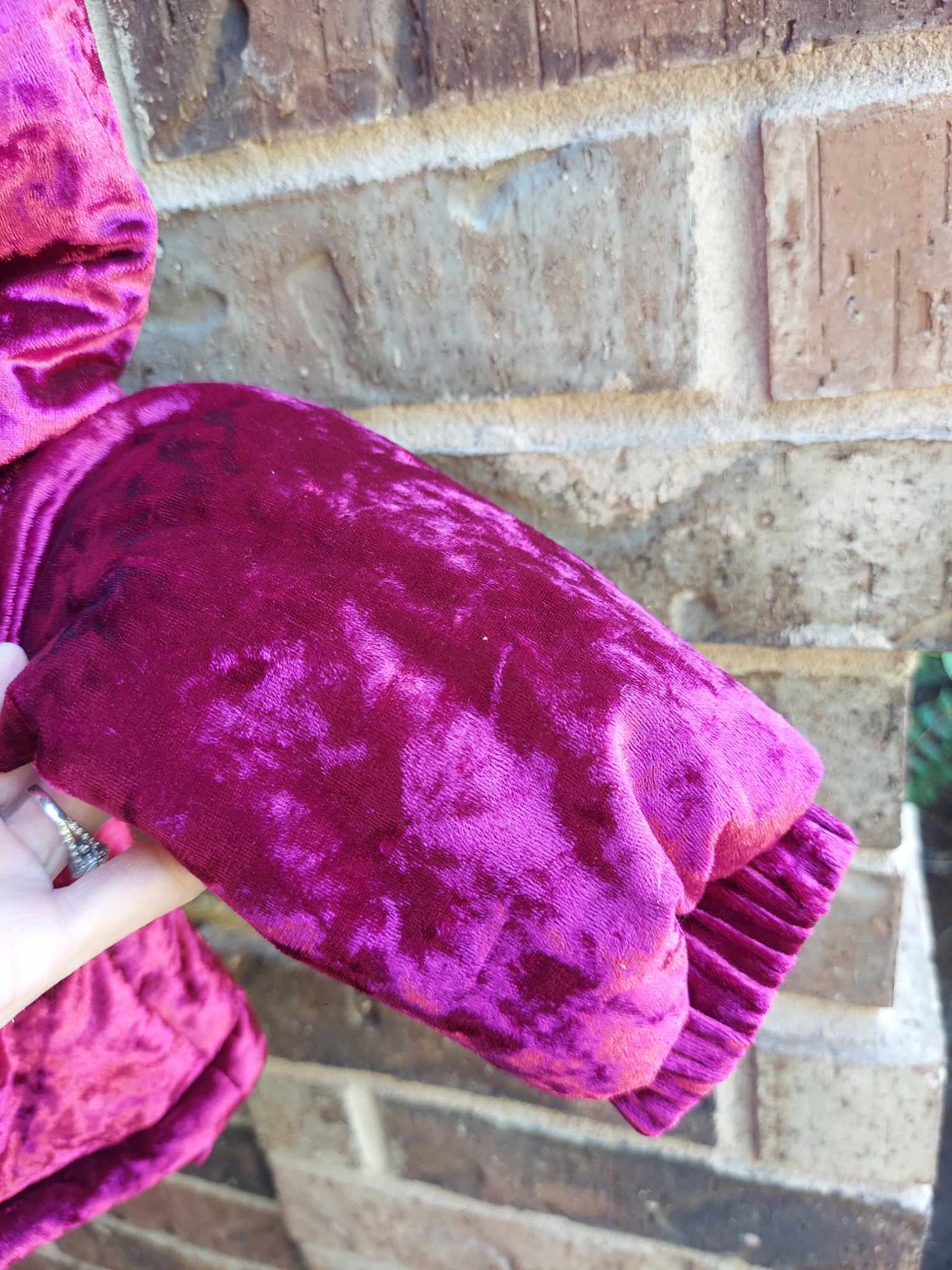 Wine Colored Lush Velvet Puffer Jacket - Jess Lea - SMALL Only