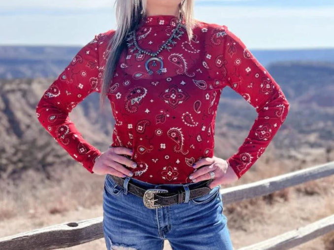 Red Bandana Babe Mesh Top - XL - Last One