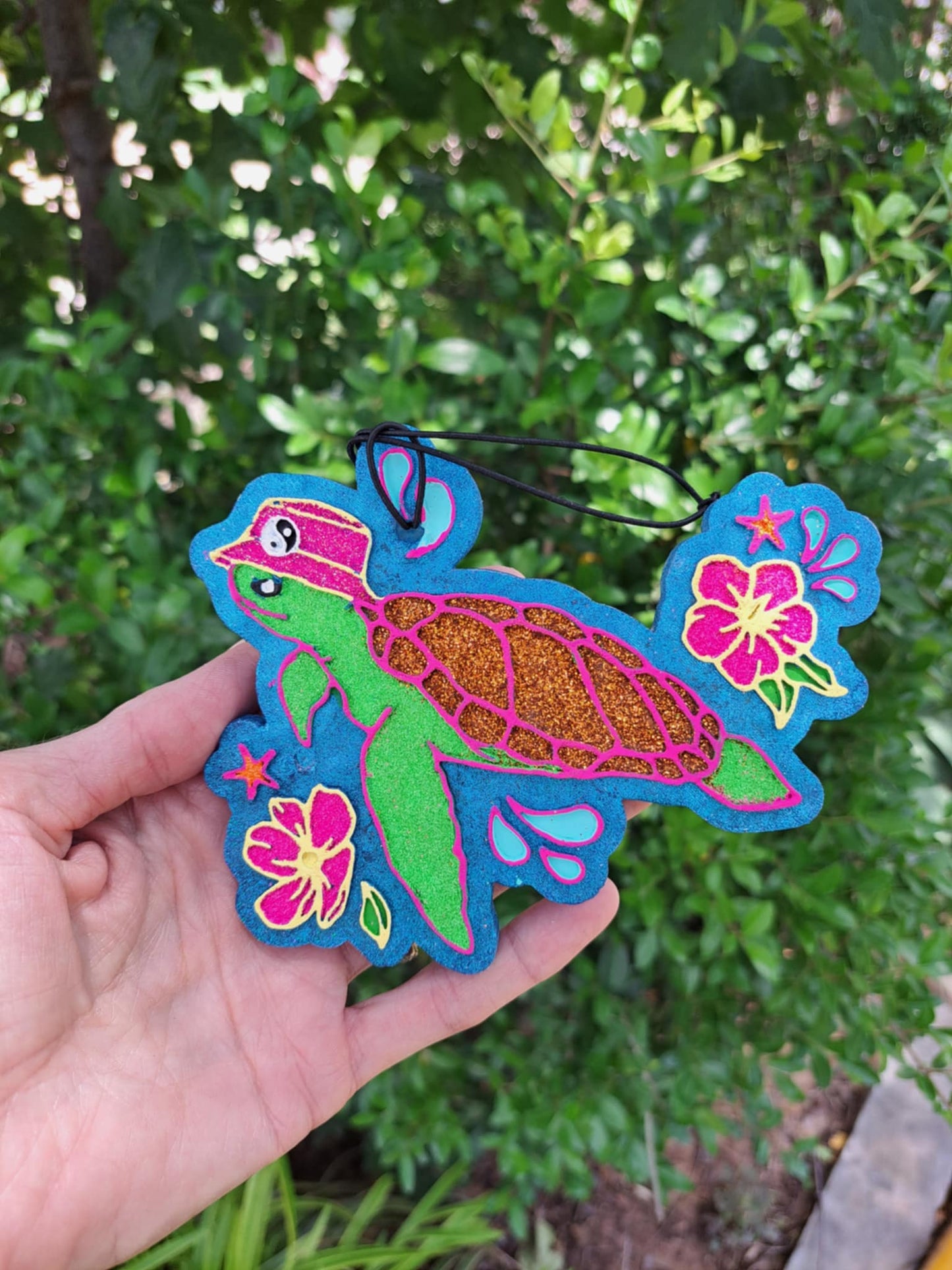 Turtle in Cap Freshie - Pink Trim