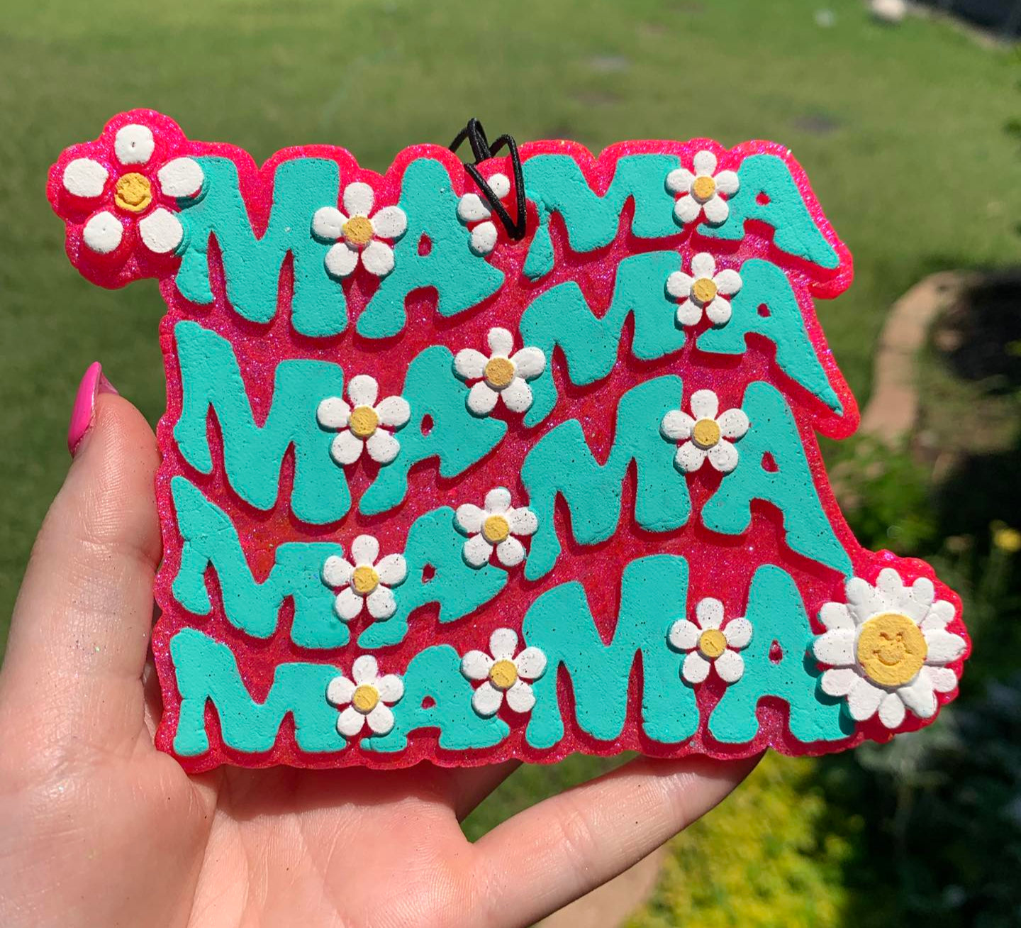 MAMA Colorful Freshie - Pink With Turquoise Text