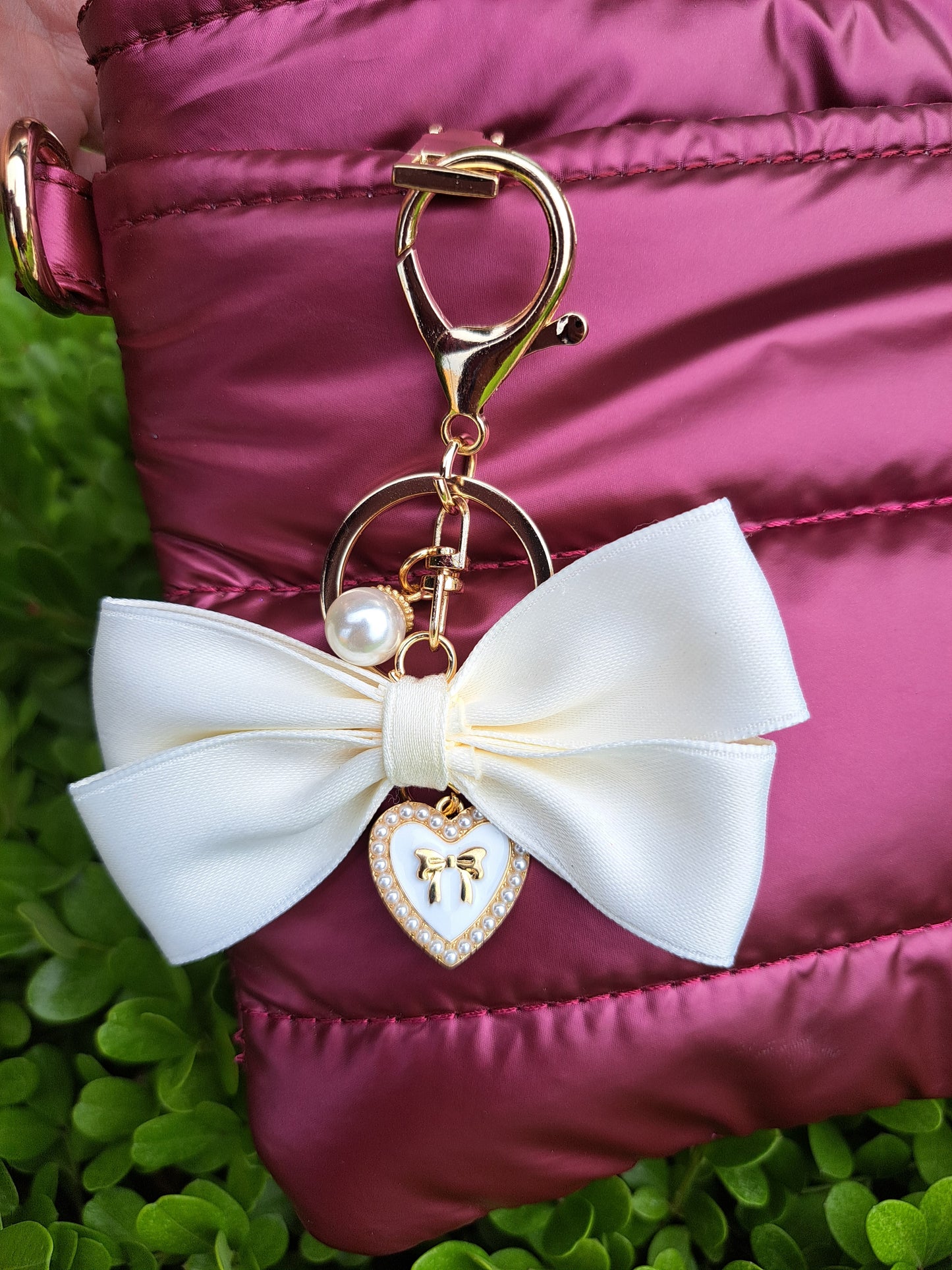 Cream Bow Bag Charm