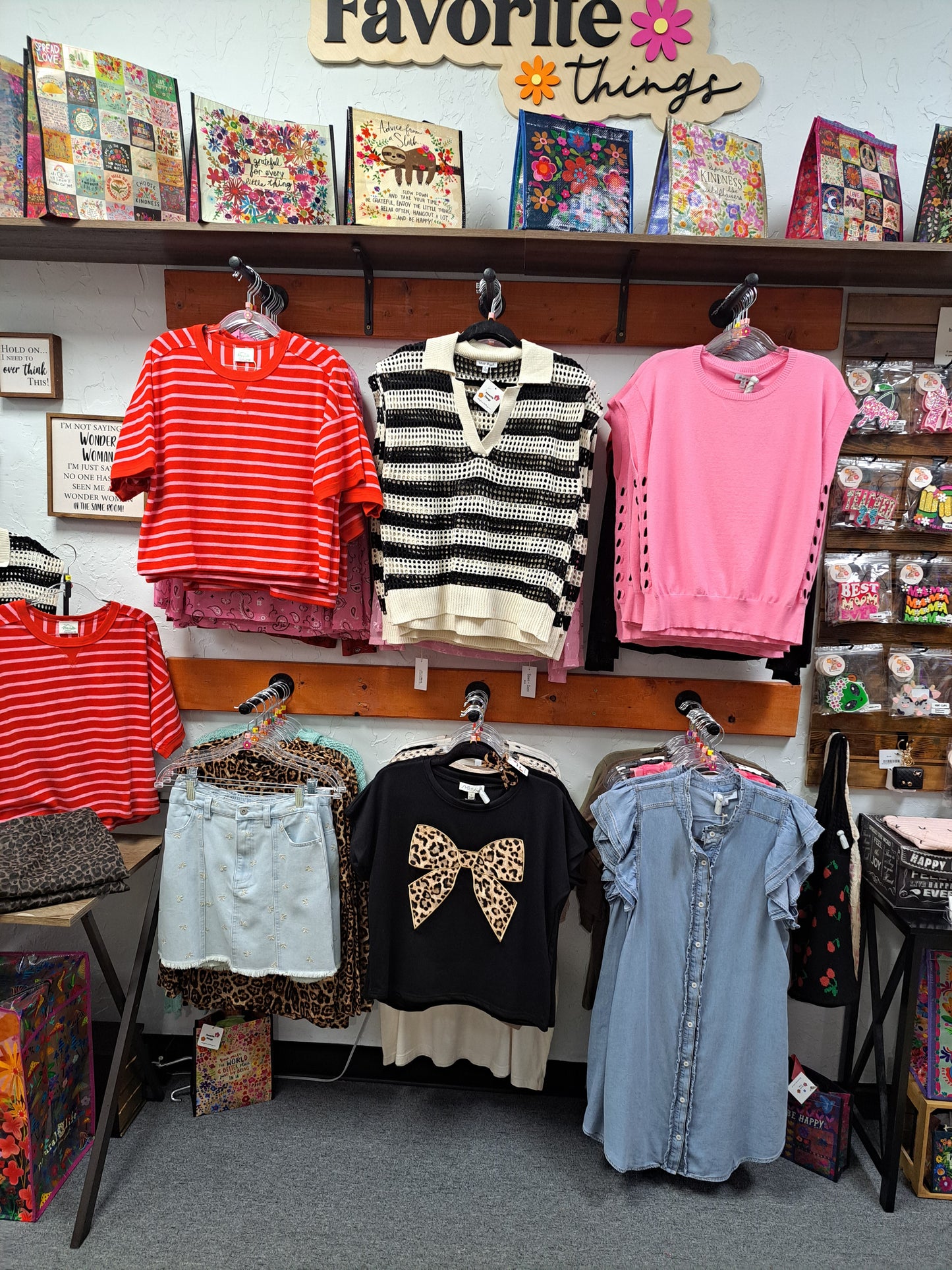 Red and Pink Striped Terry Feel Striped Knit Top - VeryJ